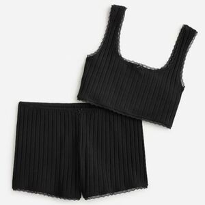 Jcrew Pointelle bralette and boxers set BLACK XL